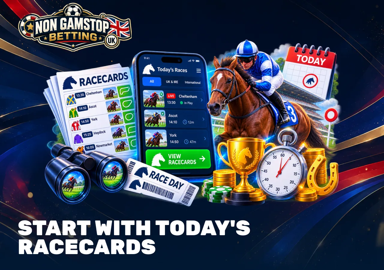 Today’s horse racing racecards with UK race meetings, schedules and mobile betting access.